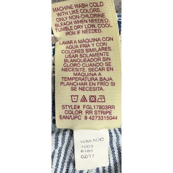 Faded Glory Bermuda Denim Shorts Womens 12 Striped Blue White Cotton Blend - Picture 12 of 12